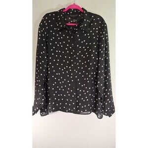 DIALOGUE Sheer Polka Dot Long Sleeve Button‎ Front w/ Cami Women X Large Career
